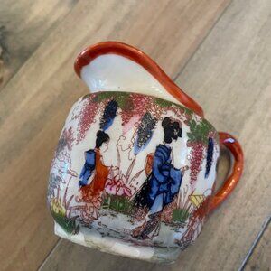 Vintage Japanese hand-painted mid-century porcelain creamer / milk jug "Geisha